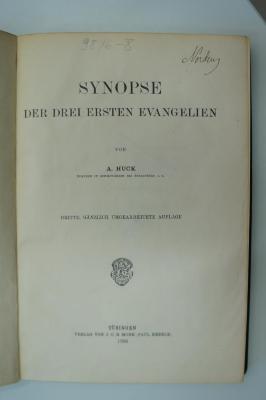 98 020702 : Synopse der drei ersten Evangelien (1906)