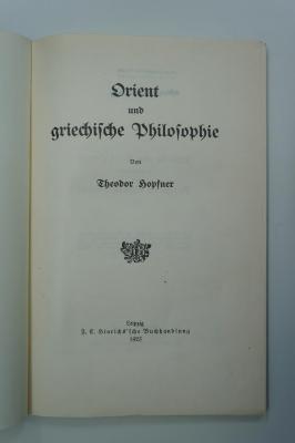 97 019106 : Orient und griechische Philosophie (1925)