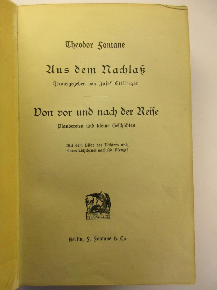 1 L 197-2,9 : Aus dem Nachlaß : Von vor und nach der Reise : Plaudereien und kleine Geschichten ([1908])