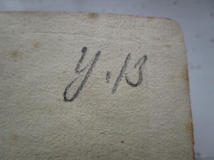  Berlinische Monatsschrift (1791);- (Grosse Landesloge der Freimaurer von Deutschland), Von Hand: Signatur; 'y.13'.  (Prototyp)