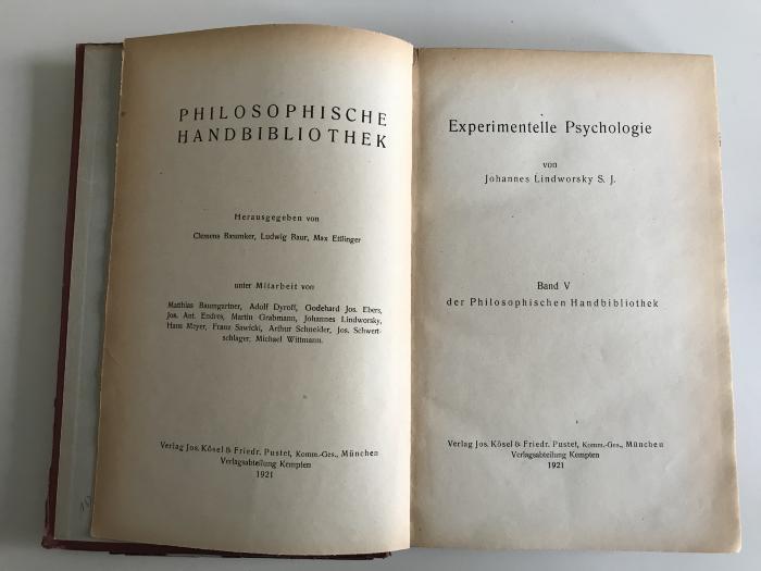 CM 2000 L754+2 : Experimentelle Psychologie (1921)