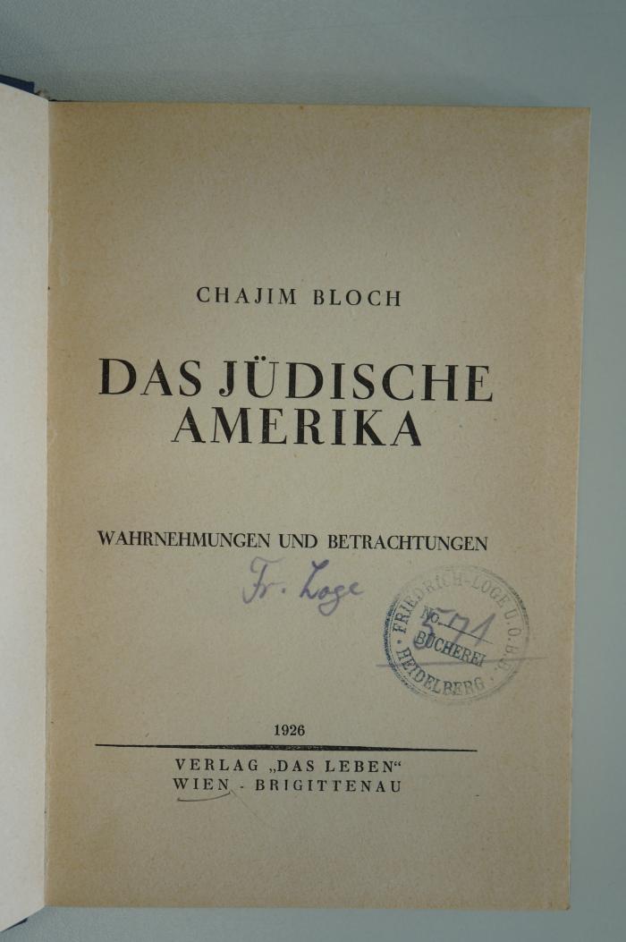 02A.000535 : Das jüdische Amerika. Wahrnehmungen und Betrachtungen (1926)