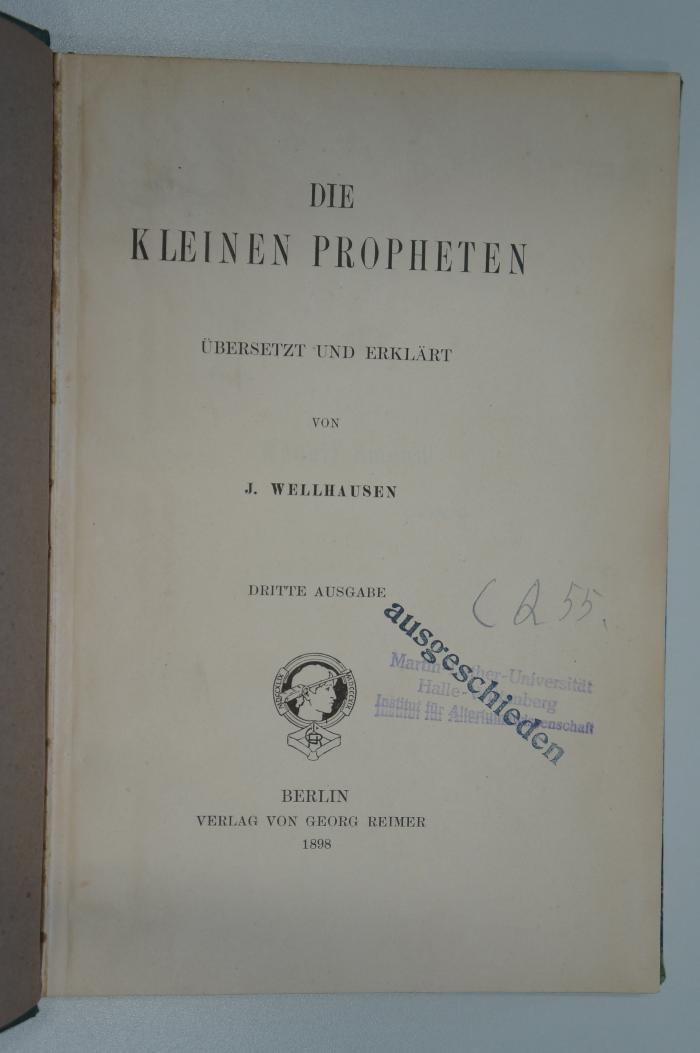 98 044978 : Die kleinen Propheten : übersetzt und erklärt (1898)