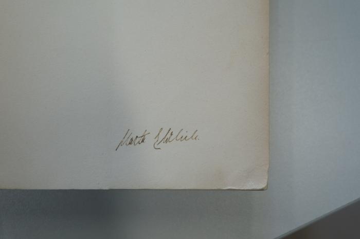 02A.000083 : Leben und Werk (1936);- (Ehrlich, Marta), Von Hand: Autogramm; 'Marta Ehrlich'. 