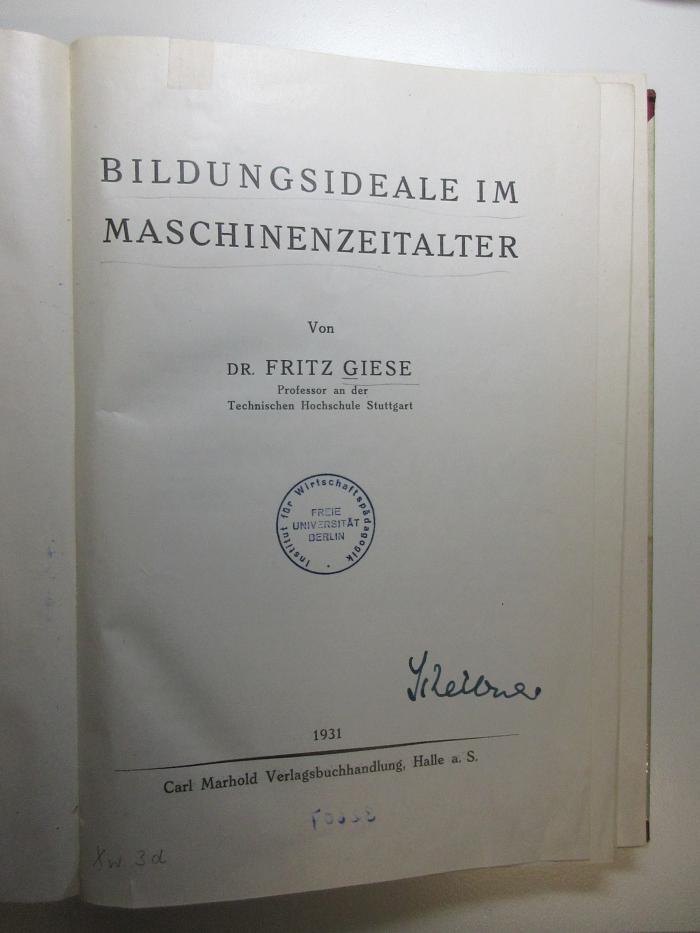 DF 4000 G455+2 : Bildungsideale im Maschinenzeitalter (1931)