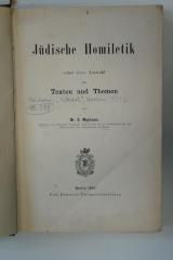 02A.000860 : Jüdische Homiletik nebst einer Auswahl von Texten und Themen (1890)