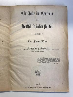 Bo 2 : Ein Jahr im Centrum der Deutsch-Sozialen Partei. Ein offenes Wort von Hermann Lucko. (1892)