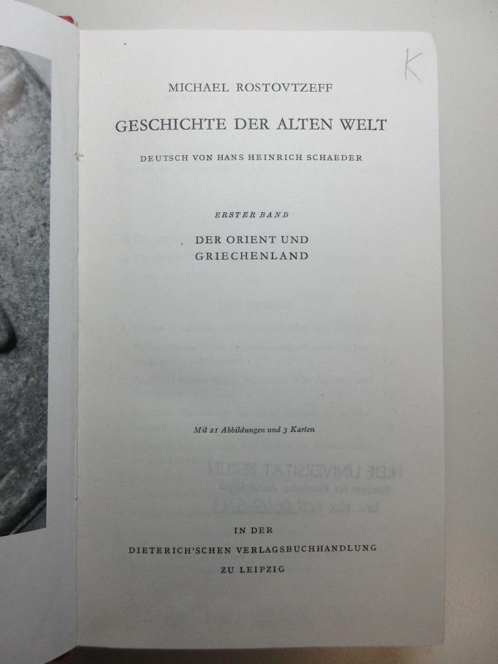 NG 1500 R839 H6D-1+2 : Geschichte der Alten Welt. Der Orient und Griechenland. (1941)