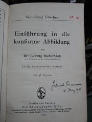 IX 329 b 3. Ex.: Einführung in die konforme Abbildung (1927)