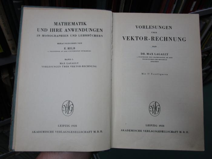 Ic 2: Vorlesungen über Vektor-Rechnung (1928)