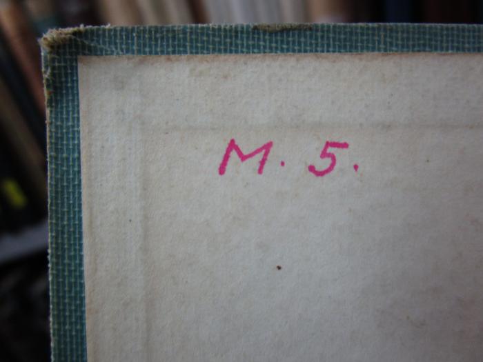 Ic 2: Vorlesungen über Vektor-Rechnung (1928);- (Bumann, Helmut), Von Hand: Signatur; 'M. 5.'. 