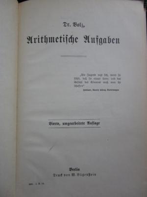 Ib 119 d: Arithmetische Aufgaben (o.J.)