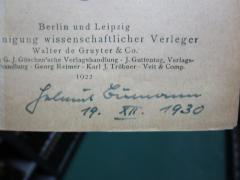 - (Bumann, Helmut), Von Hand: Autogramm, Name, Datum; 'Helmut Bumann
19. XII. 1930'. 
