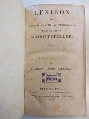 AF 08070.802-9 : Lexikon der vom Jahr 1750 bis 1800 verstorbenen Teutschen Schriftsteller (1809)