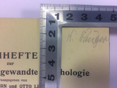 Päd 2c25 lae ausgesondert : Das Mannheimer kombinierte Verfahren der Begabtenauslese (1927);- (Krüger, W.), Von Hand: Name; 'W. Krüger'. 