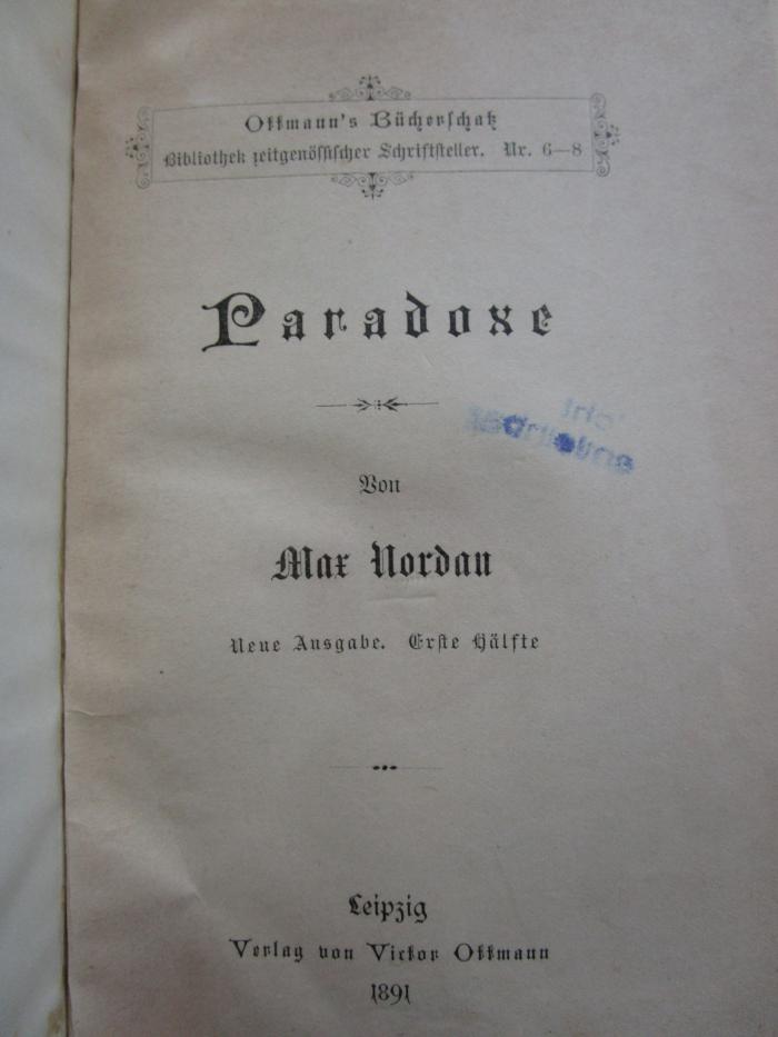 Ha 481 1.2.: Paradoxe (1891)