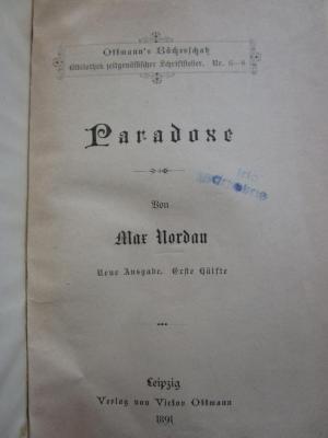 Ha 481 1.2.: Paradoxe (1891)