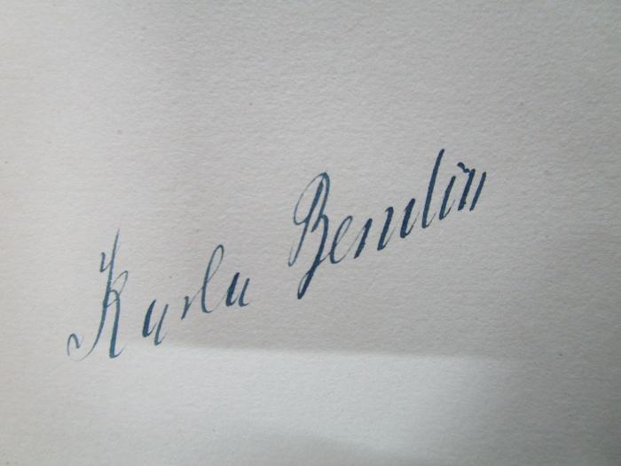 Ct 1326 b 3. Ex.: Erinnerungen eines Narren (o.J.);- (Bendix, Karla), Von Hand: Autogramm, Name; 'Karla Bendix'. 