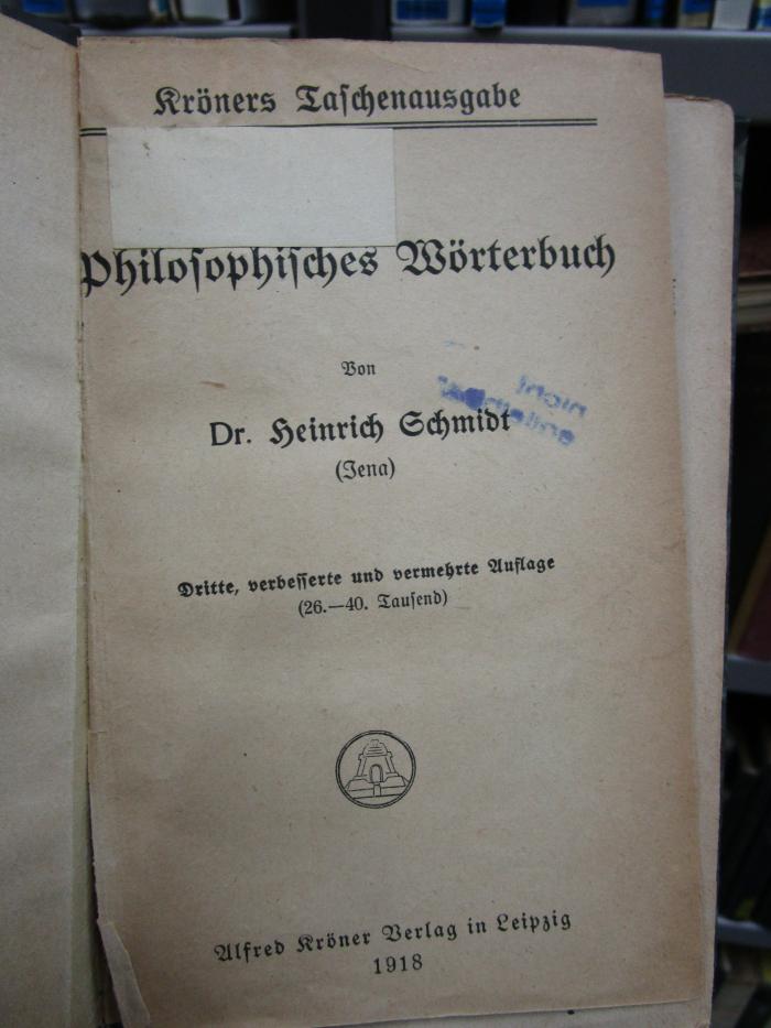 Ha 405 c: Philosophisches Wörterbuch (1918)