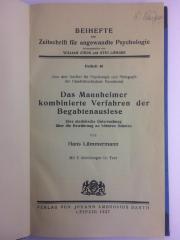 Päd 2c25 lae ausgesondert : Das Mannheimer kombinierte Verfahren der Begabtenauslese (1927)