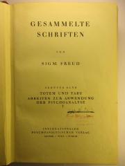1 R 46-10 : Totem und Tabu Arbeiten zur Anwendung der Psychoanalyse (1924)