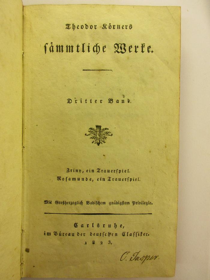 1 L 241-3 : Sämmtliche Werke : 3, Trauerspiele (1823)