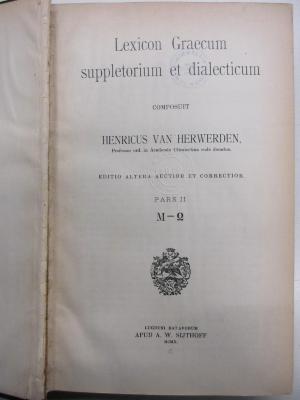 AH 43260 H581-2 : Lexicon Graecum suppletorium et dialecticum :  2. M - O (1910)