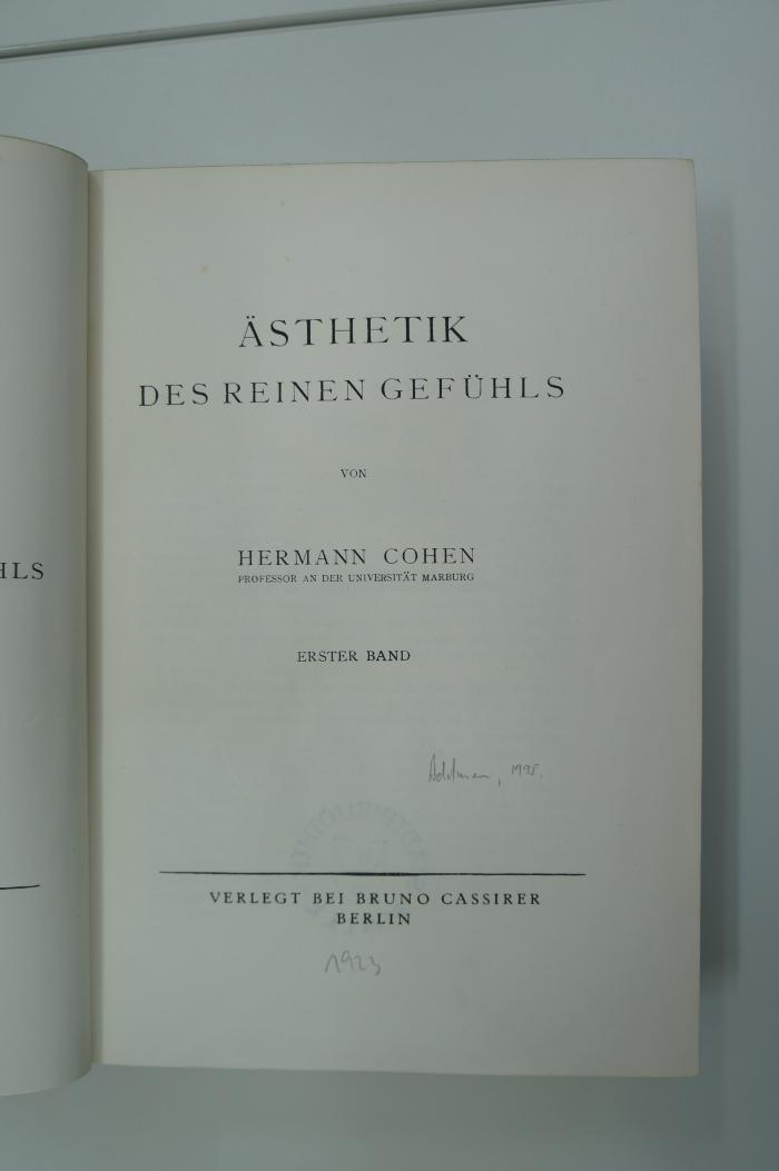 02A.001580 : Ästhetik des reinen Gefühls (1923)