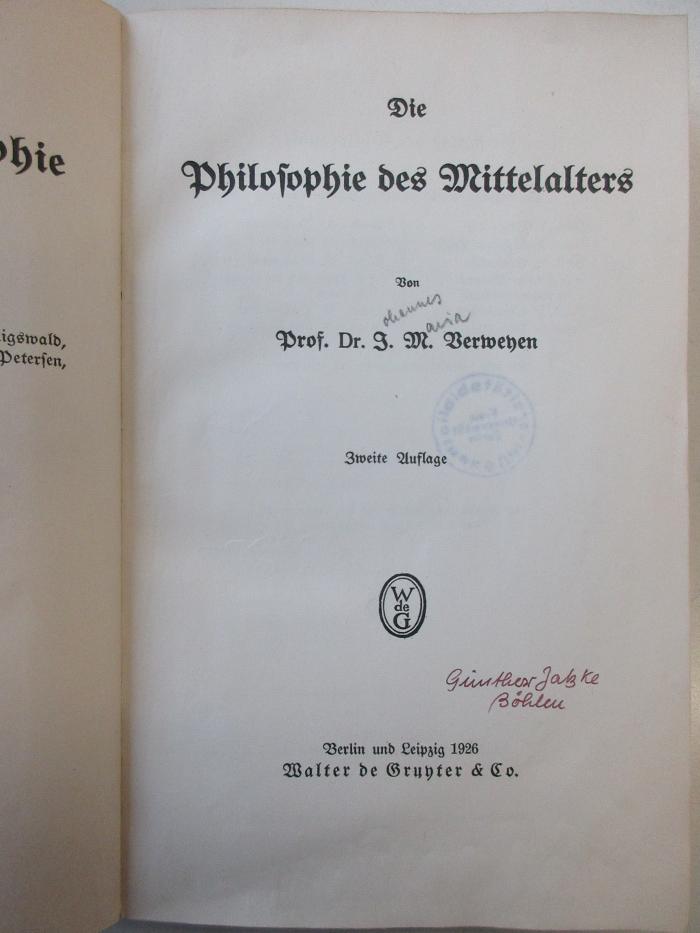 CD 1100 G389-4 : Die Philosophie des Mittelalters (1926)