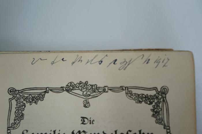 02A.001180 : Die Familie Mendelssohn 1729 bis 1847. Nach Briefen und Tagebüchern (1911);- (Leidenroth, Luise), Von Hand: Ortsangabe, Name, Datum; '[...] 1917'. 