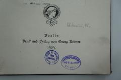 - (Nationalbibliothek Israels), Stempel: Name, Ortsangabe; 'בית הספרים הלאומי והאוניברסיטא׳
ירושלם'. 