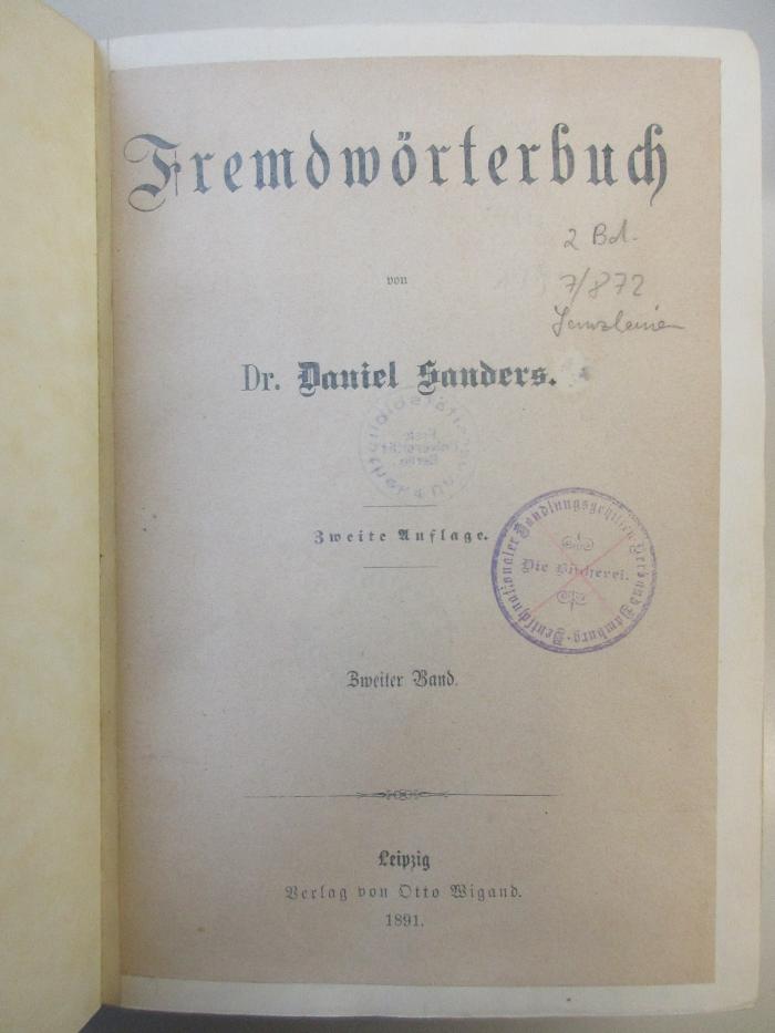 AH 11026 S215-2 : Fremdwörterbuch (1891 )