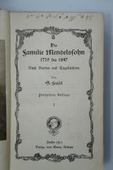 02A.001180 : Die Familie Mendelssohn 1729 bis 1847. Nach Briefen und Tagebüchern (1911)