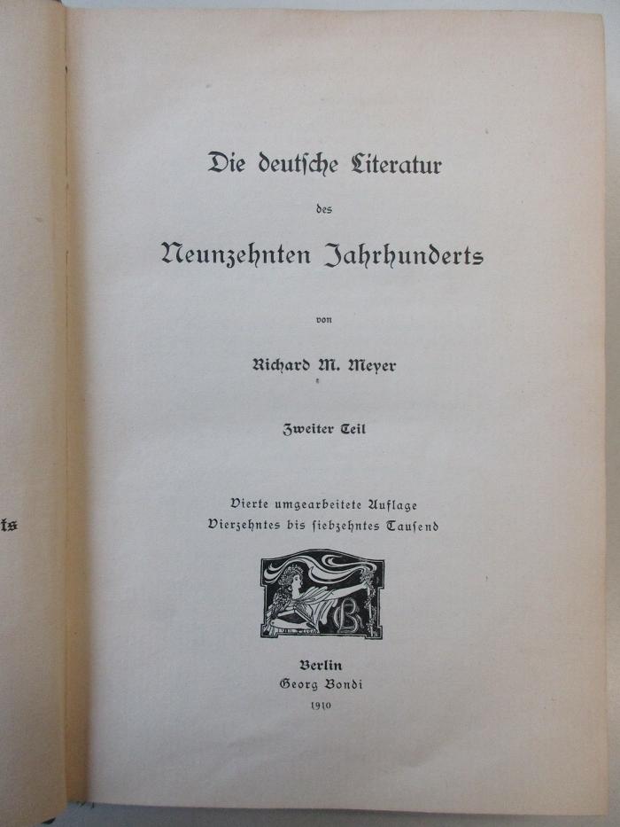  Die deutsche Literatur des neunzehnten Jahrhunderts (1910)