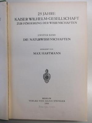 AK 53000 P711-2 : 25 Jahre Kaiser-Wilhelm-Gesellschaft zur Förderung der Wissenschaften : 2. Die Naturwissenschaften (1936)
