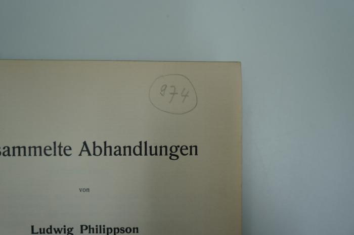 02A.002234 : Gesammelte Abhandlungen (1911);- (unbekannt), Von Hand: Nummer; '974'. 