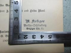 - (Krüger, W.), Stempel: Name, Ortsangabe; 'W. Krüger
Berlin=Schöneberg
Belziger Str. 11'. 