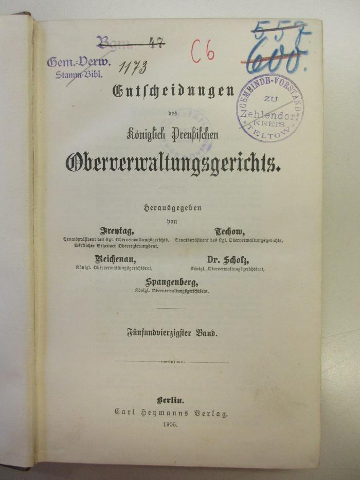 PM 9940-45.1905 : Entscheidungen des königlich preußischen Oberverwaltungsgerichts (1905)