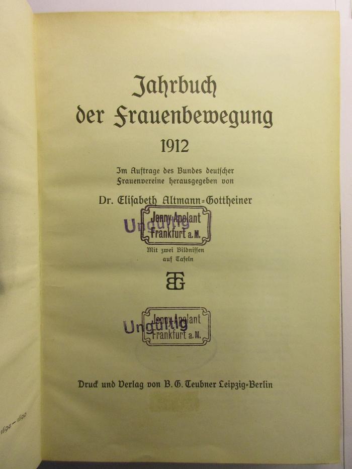 Ed 467/1912 : Jahrbuch der Frauenbewegung 1912 (1912)