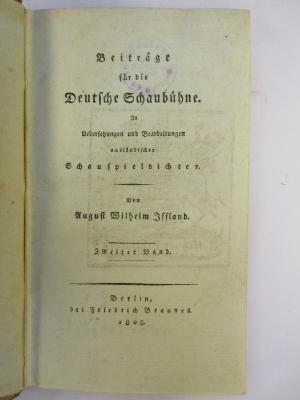 1 L 199-2 : Beiträge für die deutsche Schaubühne : in Übersetzungen und Bearbeitungen ausländischer Schauspieldichter (1807)