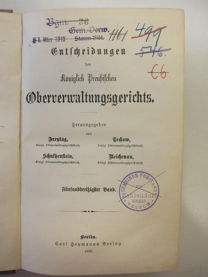 PM 9940-35.1900 : Entscheidungen des königlich preußischen Oberverwaltungsgericht (1900)