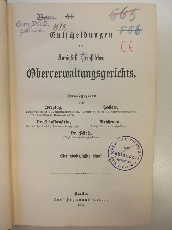 PM 9940-44.1904 : Entscheidung des königlich preußischen Oberverwaltungsgerichts (1904)