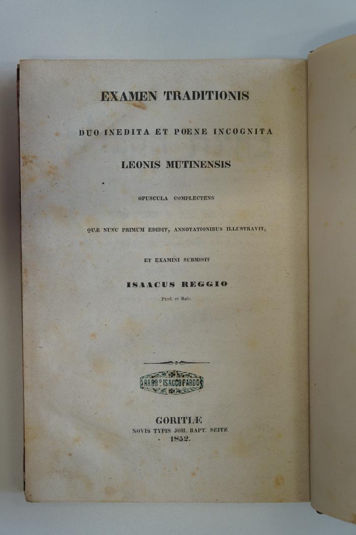 BD 5476 MOD :  בחינת הקבלה : חבור כולל ספר קול סכל וספר שאגת אריה = Examen Traditionis : duo inedita et poene incognita (1852)