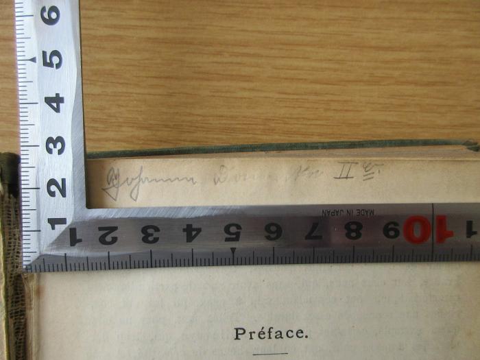 PK 0214 CA / 9-1/2 ;(ausgesondert) ; ;: Choix de poésies francaises : Sammlung französicher Gedichte (1910);- (Dänicke, Johanna), Von Hand: Autogramm, Signatur; 'Johanna Dänicke II 0.[?]'. 