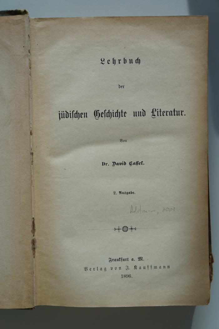 02A.003926 : Lehrbuch der jüdischen Geschichte und Literatur (1896)