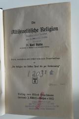 02A.003874 : Die altisraelitische Religion (1912)