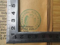 - (Herzogliche Bibliothek Gotha), Stempel: Name; 'Herzogl. Bibliothek Gotha'. 