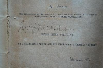 02A.003928 : Talmudische Terminologie. Zusammengestellt und alphabetisch geordnet (1869);- (Oppenheimer, Ch.), Von Hand: Autogramm; 'Ch. Oppenheimer'. 