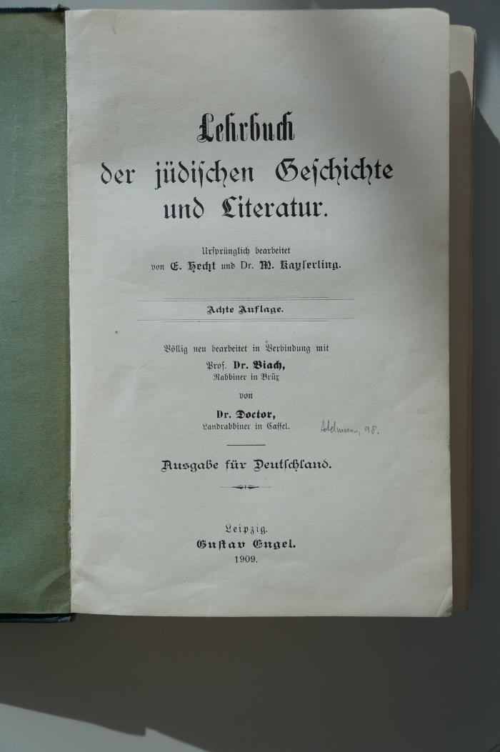 02A.003872 : Lehrbuch der jüdischen Geschichte und Literatur (1909)