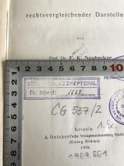 - (Universitatea Regele Ferdinand I. Cluj), Stempel: Name, Inventar-/ Zugangsnummer; 'Seminarul de Drept Civil Nr. invent: 1628'. 